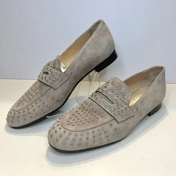 Ron White Kaysen Cashmere Suede Studded Loafer in Gray Size 9‎ (39.5) NWOB - Picture 2 of 10
